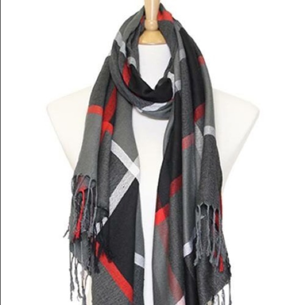 Plaid oblong scarf